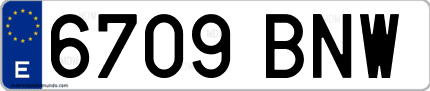 Ejemplo de matrícula de coche ordinaria 6709 BNW