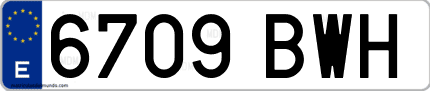 Ejemplo de matrícula de coche ordinaria 6709 BWH