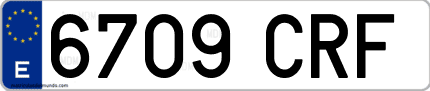 Ejemplo de matrícula de coche ordinaria 6709 CRF