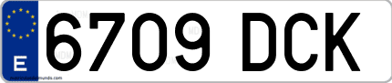 Ejemplo de matrícula de coche ordinaria 6709 DCK