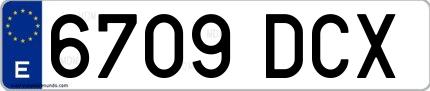Ejemplo de matrícula española 6709 DCX