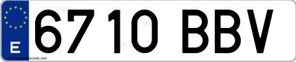 Ejemplo de matrícula española 6710 BBV