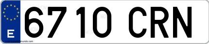 Ejemplo de matrícula española 6710 CRN