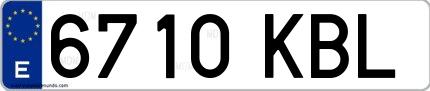 Ejemplo de matrícula española 6710 KBL