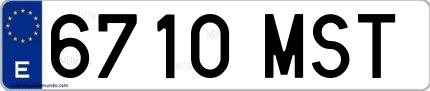 Ejemplo de matrícula española 6710 MST