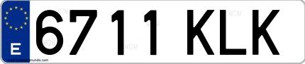 Ejemplo de matrícula española 6711 KLK