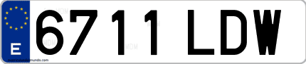 Ejemplo de matrícula de coche ordinaria 6711 LDW