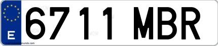 Ejemplo de matrícula española 6711 MBR
