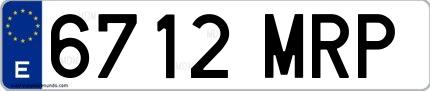 Ejemplo de matrícula española 6712 MRP
