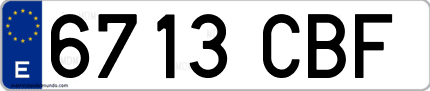 Ejemplo de matrícula de coche ordinaria 6713 CBF