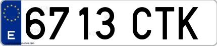Ejemplo de matrícula española 6713 CTK