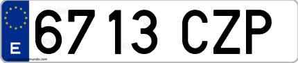 Ejemplo de matrícula de coche ordinaria 6713 CZP