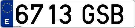 Ejemplo de matrícula española 6713 GSB