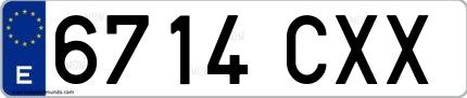 Ejemplo de matrícula española 6714 CXX