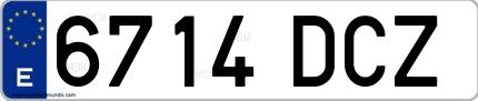 Ejemplo de matrícula española 6714 DCZ