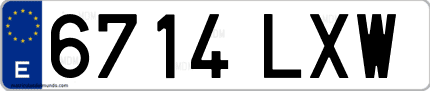 Ejemplo de matrícula de coche ordinaria 6714 LXW