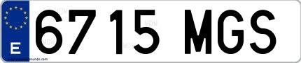 Ejemplo de matrícula española 6715 MGS