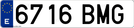 Ejemplo de matrícula de coche ordinaria 6716 BMG