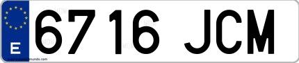 Ejemplo de matrícula española 6716 JCM