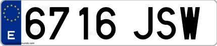 Ejemplo de matrícula española 6716 JSW