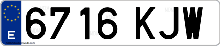 Ejemplo de matrícula de coche ordinaria 6716 KJW