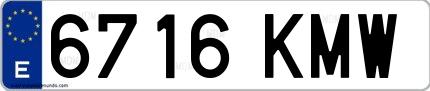 Ejemplo de matrícula española 6716 KMW