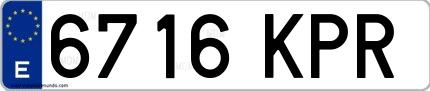 Ejemplo de matrícula española 6716 KPR