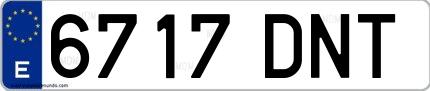 Ejemplo de matrícula española 6717 DNT