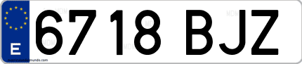 Ejemplo de matrícula de coche ordinaria 6718 BJZ