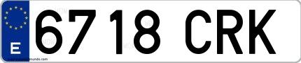 Ejemplo de matrícula española 6718 CRK
