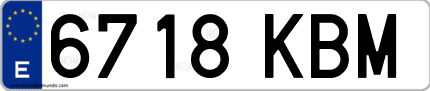 Ejemplo de matrícula de coche ordinaria 6718 KBM