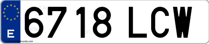 Ejemplo de matrícula de coche ordinaria 6718 LCW