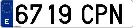 Ejemplo de matrícula de coche ordinaria 6719 CPN
