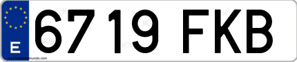 Ejemplo de matrícula de coche ordinaria 6719 FKB