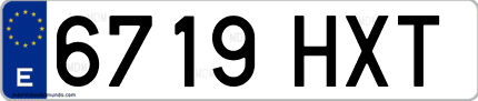 Ejemplo de matrícula de coche ordinaria 6719 HXT