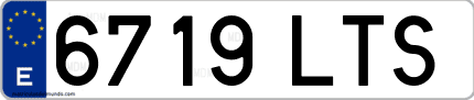 Ejemplo de matrícula de coche ordinaria 6719 LTS