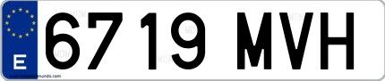 Ejemplo de matrícula española 6719 MVH