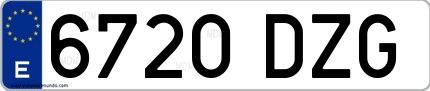 Ejemplo de matrícula española 6720 DZG