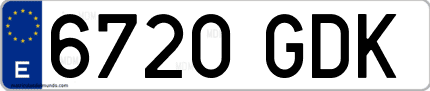 Ejemplo de matrícula de coche ordinaria 6720 GDK