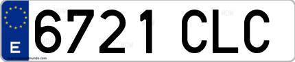 Ejemplo de matrícula de coche ordinaria 6721 CLC