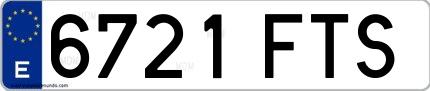 Ejemplo de matrícula española 6721 FTS