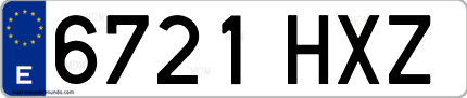 Ejemplo de matrícula de coche ordinaria 6721 HXZ