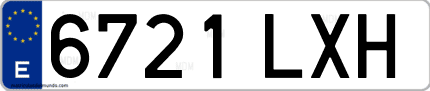 Ejemplo de matrícula de coche ordinaria 6721 LXH