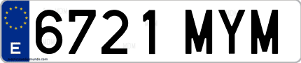 Ejemplo de matrícula de coche ordinaria 6721 MYM