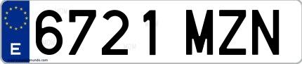 Ejemplo de matrícula española 6721 MZN