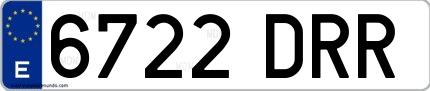 Ejemplo de matrícula española 6722 DRR