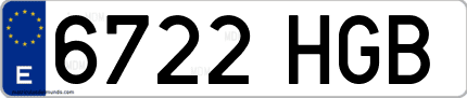 Ejemplo de matrícula de coche ordinaria 6722 HGB