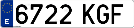 Ejemplo de matrícula de coche ordinaria 6722 KGF