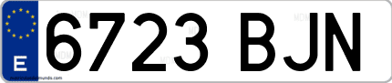 Ejemplo de matrícula de coche ordinaria 6723 BJN