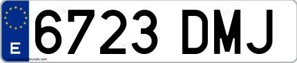 Ejemplo de matrícula española 6723 DMJ